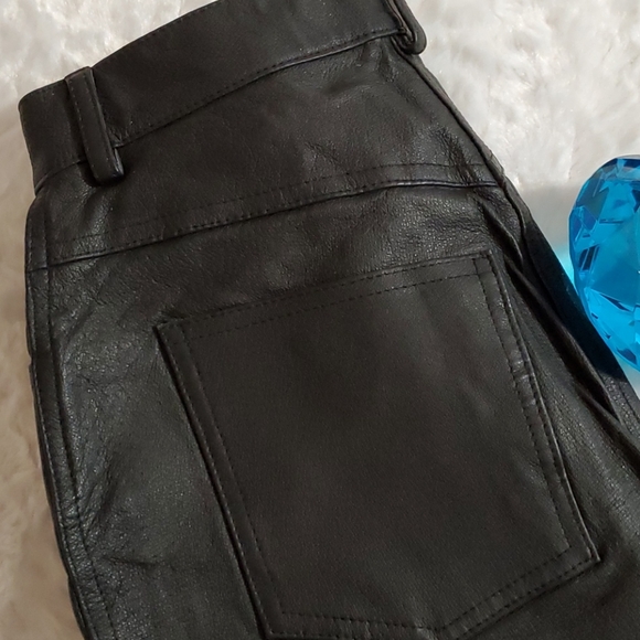STYLEWORKS 100% black leather lined pants sz.8 pockets - Picture 1 of 13